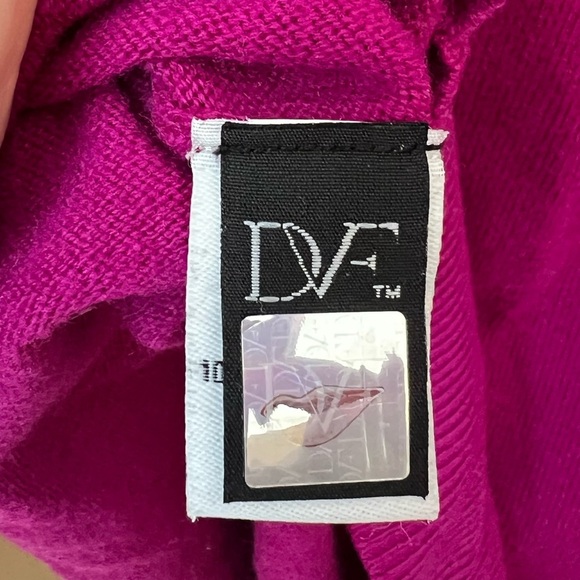 Diane Von Furstenberg Dustie Vibrant Magenta Turtleneck Cashmere Sweater Wool M - Picture 5 of 8
